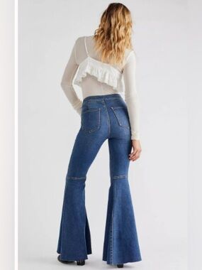 Free People High-Rise Flared Bell-bottom Women’s Jeans in Medium Blue